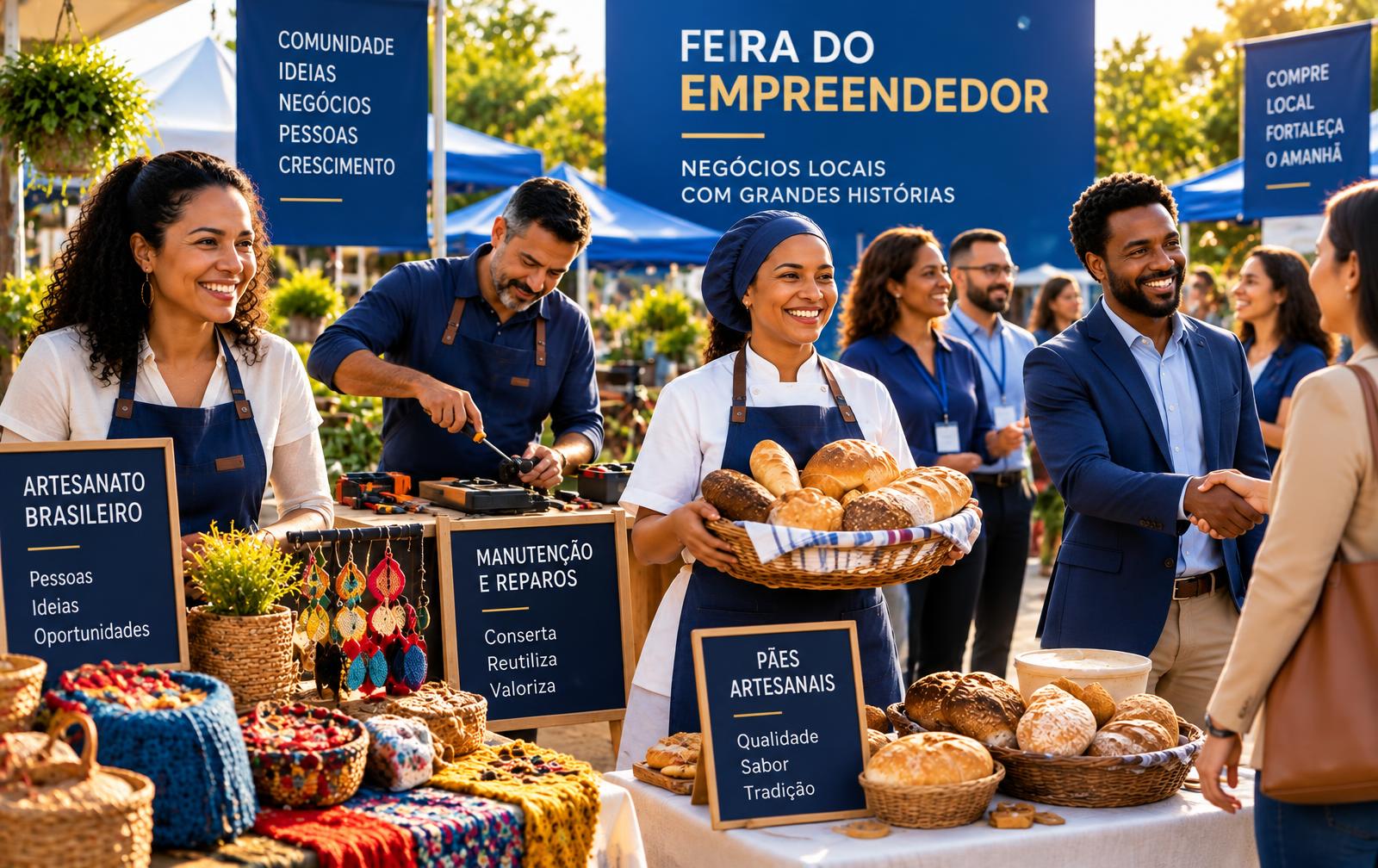 Membros da igreja compartilhando produtos